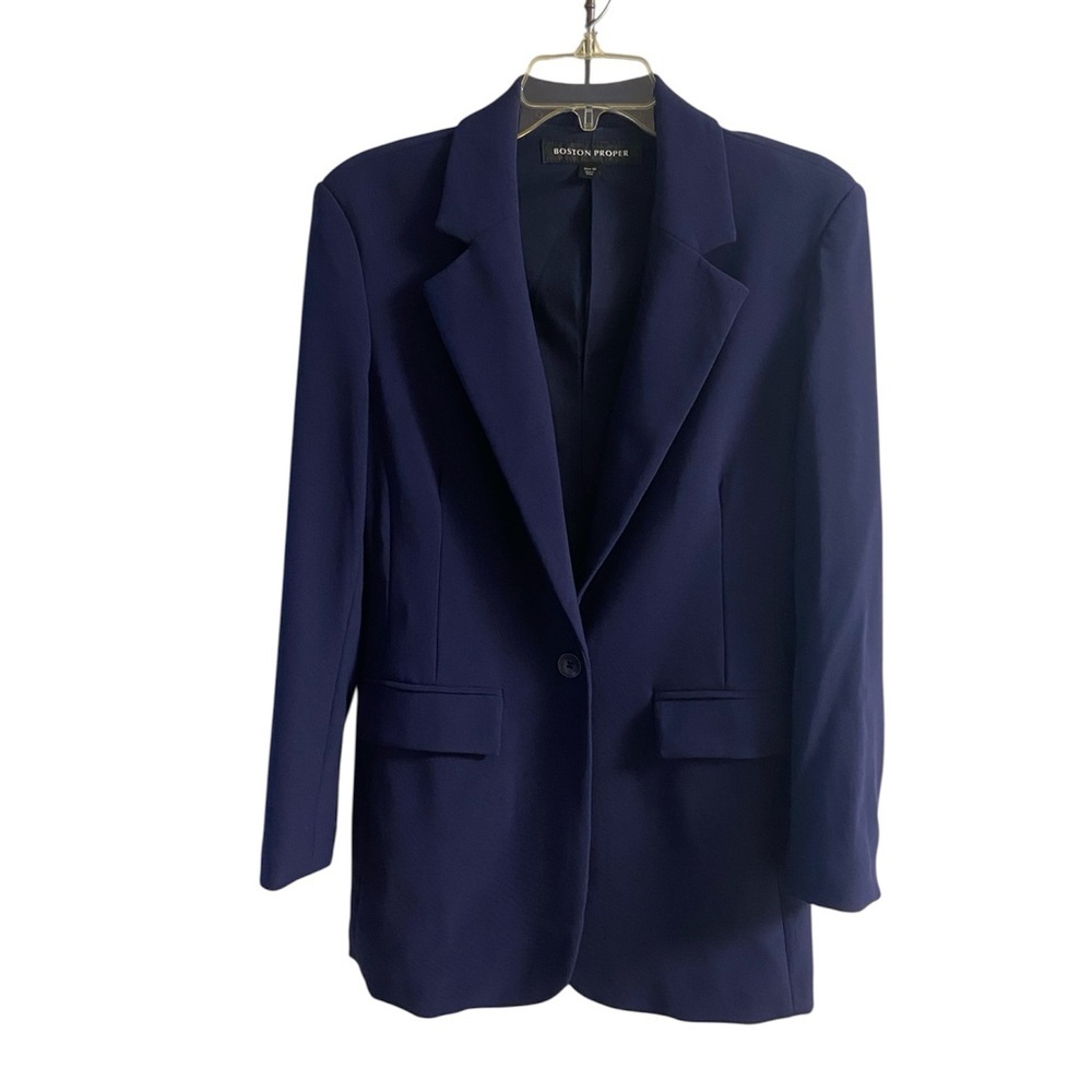 Boston Proper Deep Blue Blazer button up with pockets Sz 10